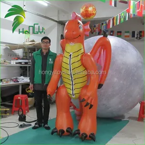 Disfraz de dragón naranja inflable para adultos, traje de dragón inflable de alta calidad