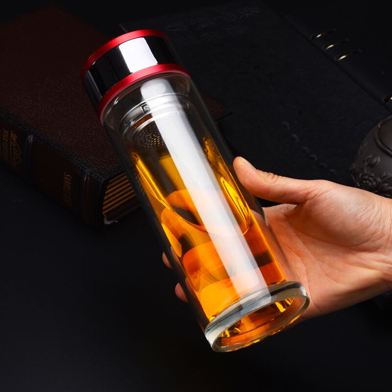 320ML Double Walled Glass Water Bottle With Tea Infuser