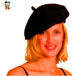 Robe fantaisie Mime, chapeaux béret français en feutre noir, pour fête, pas cher, HPC-0265 - Product Image 1