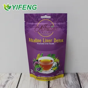 Chất Béo Loại Bỏ Gừng Jasmine Bao Bì Nhựa Túi Nhựa Rosin Đứng Lên Với Dây Kéo Túi Trà Hoa Cúc