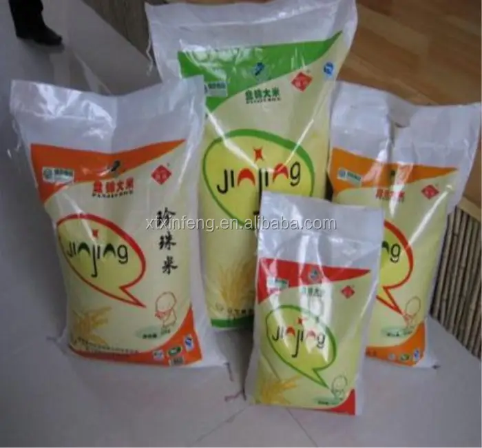 Bolsa de embalaje de arroz al vacío impresa de plástico impermeable para paquete de arroz de jazmín de 5KG