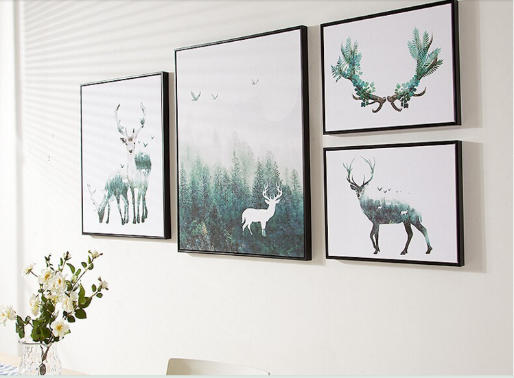 Haut de gamme En Bois Encadrée Mur Art Avec Animaux, accueil Marchandises Wall Art Canvsa Impression