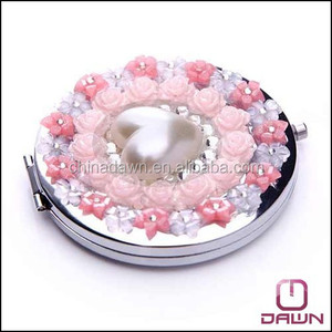 Wedding Gift pink <strong>Flowers</strong> Makeup <strong>Mirror</strong> CD-MQ045 - Product Image 2