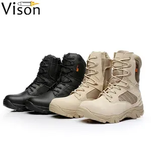 Black sand color leather outdoor tactical walking hunting men combat tactical boots
