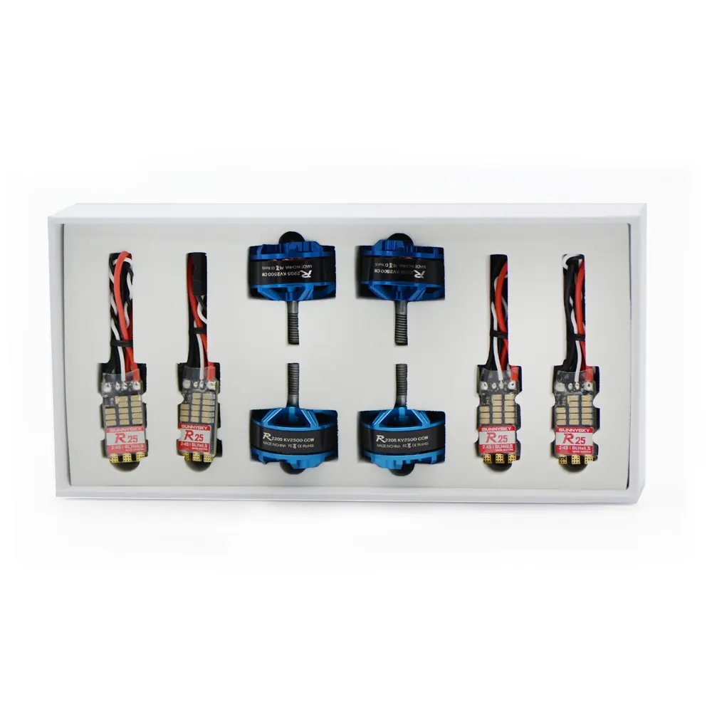 High efficient Sunnysky Powerful drone motor combo 4pcs R2205 KV2500 in Blue with 4pcs R25 2-4S ESC