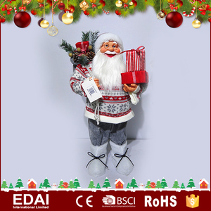 Navidad al por mayor decoración de interior plástico promocional barato 30 cm juguete Santa con tela de colores ropa - Product Image 3