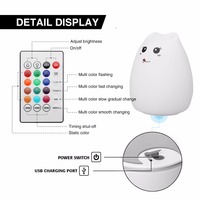 Changement De Couleur Rechargeable kitty LED Silicone Veilleuse