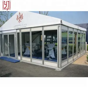 Tenda Kaca Marques Pernikahan, Tenda Kaca 12X30M dengan Pintu Kaca untuk 300 Orang Tenda Pesta Acara