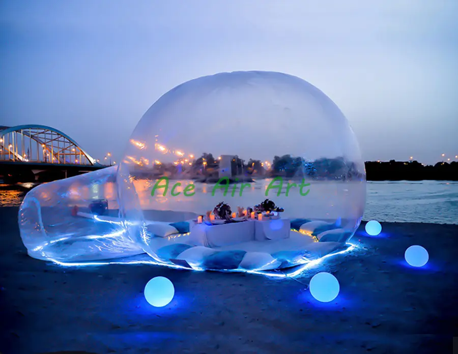 LED lighting large inflatable dome bubble igloo lawn party clear tent inflatable transparent bubble tent for camping