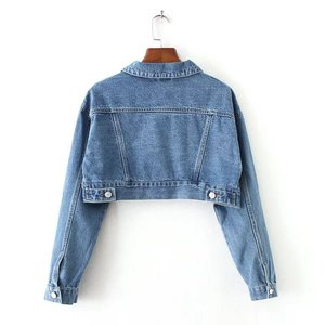 Vestes courtes <span class=keywords><strong>en</strong></span> denim noir style court pour femmes - Product Image 3