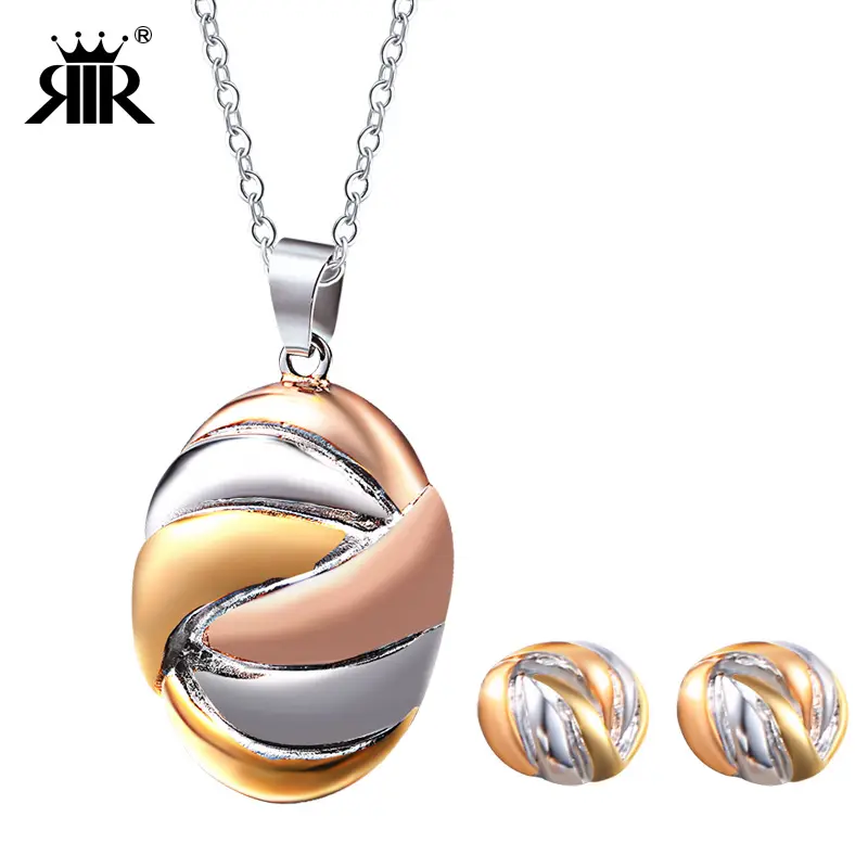 Lady Goedkope Yiwu Sieraden Gratis Verzending Geometrische Gouden Ketting Oorbel Sieraden Geen Fade Ketting Bijoux