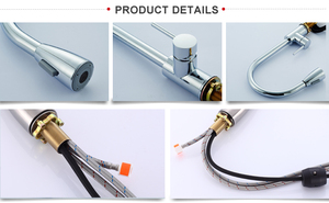 Robinet de <span class=keywords><strong>cuisine</strong></span> moderne et contemporain en céramique et laiton, finition nickel brossé, eau froide et chaude, rotation à 360 degrés, <span class=keywords><strong>mitigeur</strong></span> extractible - Product Image 6