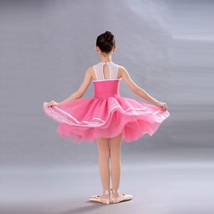 Falda de tutú de Ballet de lentejuelas rosa brillante, Ropa de baile de niña encantadora, traje de baile de tricota rosa - Product Image 4