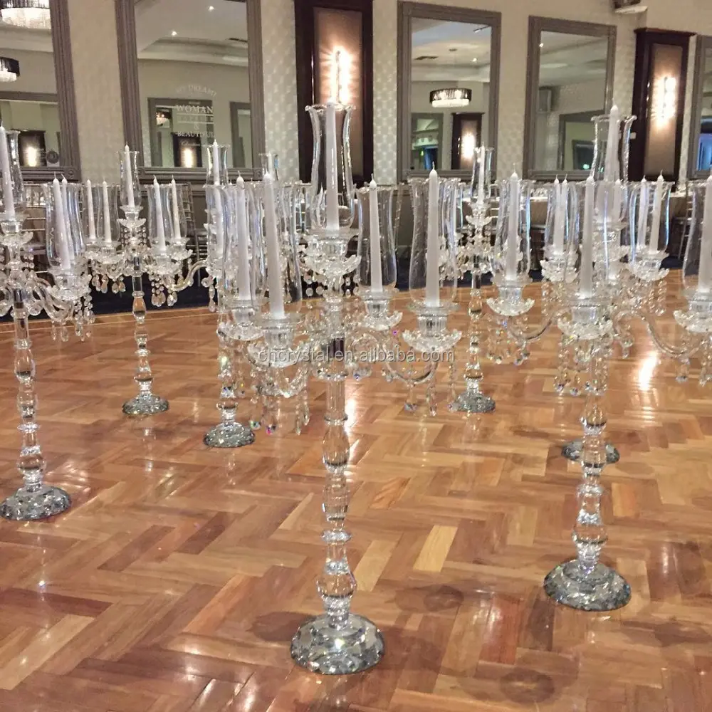 Candelabro de cristal de 9 brazos de cristal para boda, centro de mesa