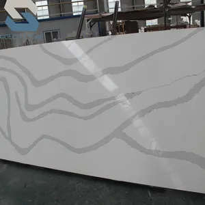优质人造中国 brittanicca 白色石英石石板与灰色静脉