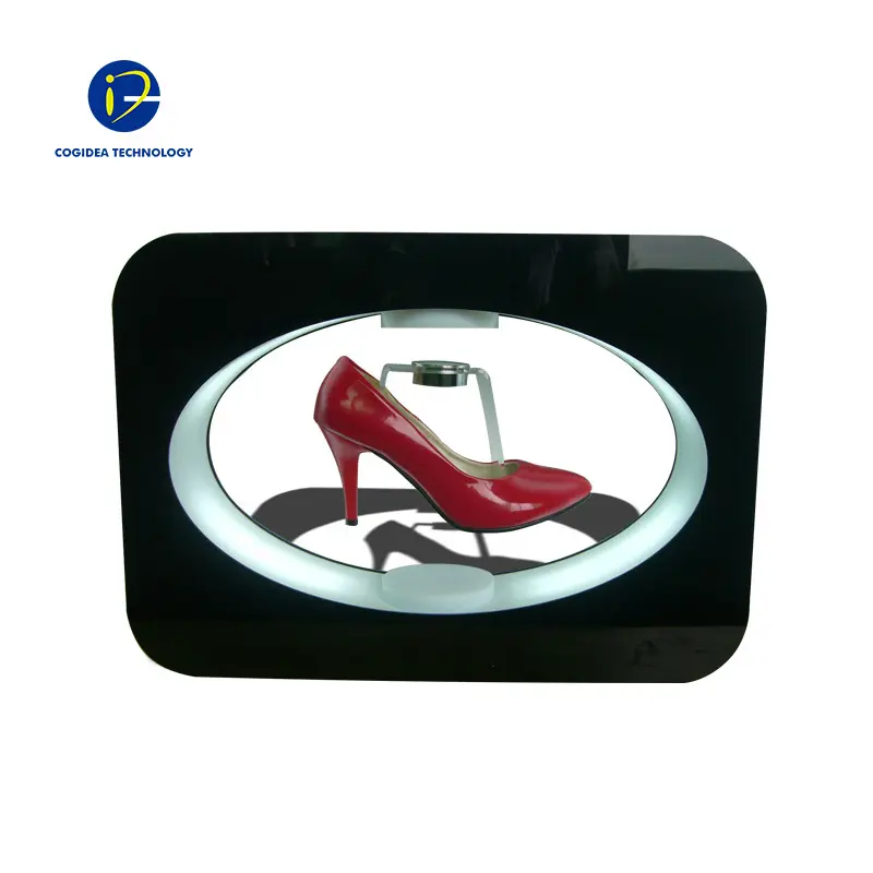 Custom Size Magnetische Pop Display Stand Led Licht Acryl Levitating Revolving Hoge Hakken Schoenen Display Rack