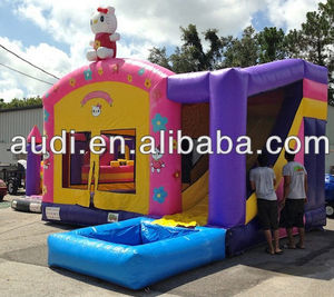 New!! 18 'hello <span class=keywords><strong>kitty</strong></span> inflatable <span class=keywords><strong>bridge</strong></span> with Water Slide for the summer - Product Image 1