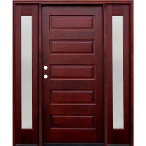 Simple Design Teak Wood Double Front <strong>Door</strong> <strong>with</strong> Frosted Glass <strong>Insert</strong> - Product Image 6