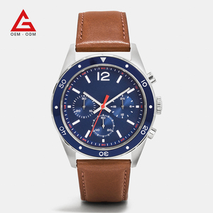 Messa a fuoco a mano giappone moonphase orologio ambra tempo di marca degli uomini di lusso automatico orologi al quarzo per gli uomini - Product Image 3