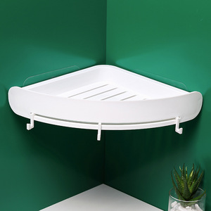 Nessuna Perforazione Montaggio A Parete Doccia <span class=keywords><strong>Mensola</strong></span> con Ganci Bianco Angolo Scaffali Triangolo <span class=keywords><strong>Mensola</strong></span> del Bagno Cremagliera - Product Image 1