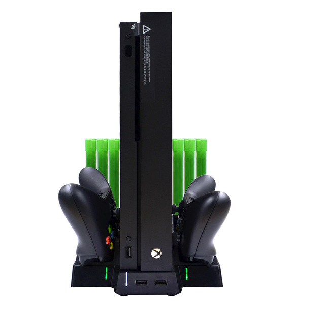 Dual Controller Charging Dock Station Wired Cooling Fan Stand LED Indicators Disc Storage 5V2A Input/Output 12-Month Warranty