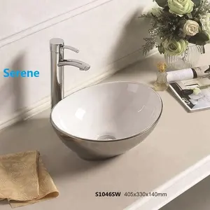 Commerciële Bouw Luxe Badkamer Ijdelheden Kleine Wastafel Mini Keramische Chrome Vessel Sink