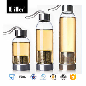 Le verre borosilicate doux <span class=keywords><strong>shaker</strong></span> joie <span class=keywords><strong>inox</strong></span> fruits en acier bouteille d'eau infuseur - Product Image 1