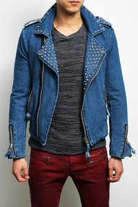 OEM Man <strong>Punk</strong> Biker studded Jeans <strong>Jackets</strong> - Product Image 2