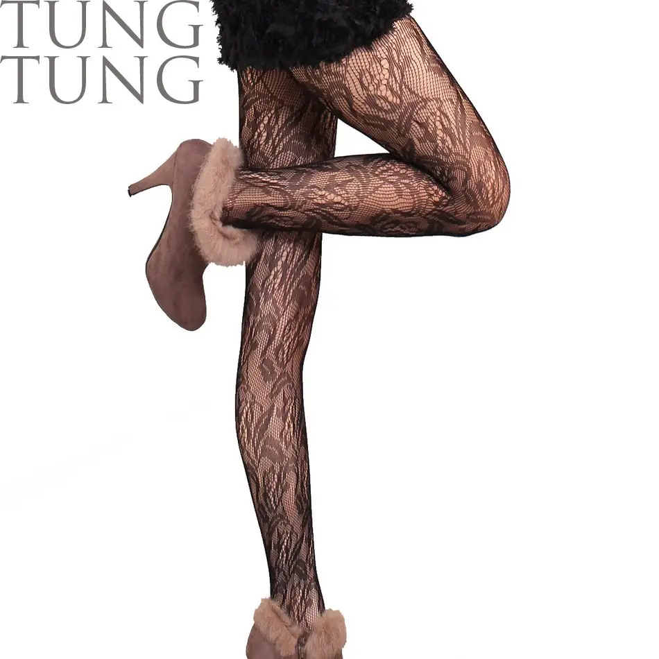 Đài Loan Thực Hiện Thời Trang Hoa Cúc Nhật Bản Sexy Pantyhose Đen Ladies Tights