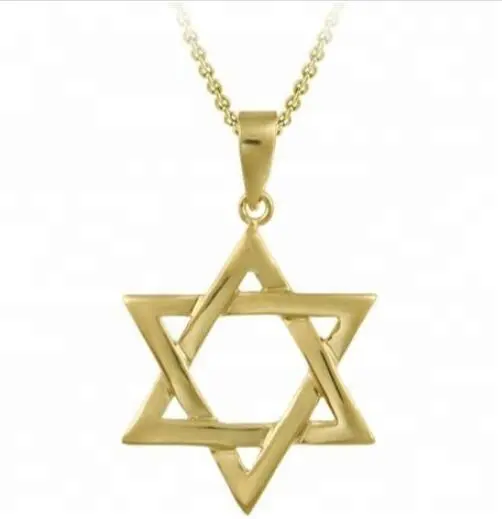 Gioielli in argento personalizzato Christian Israel gioiello 14k placcato oro stella di David ciondolo collana Hexagram Hebrew per donna uomo