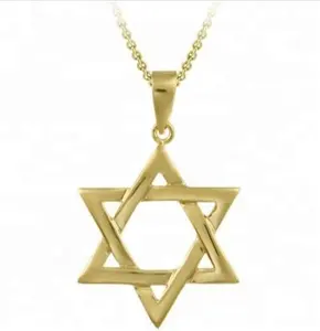 Custom Silver Jewelry Christian Israel Jewish 14k Gold plated Star Of David Pendant Necklace Hexagram Hebrew for women men