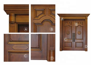 Pittura piatta Teak legno porta principale disegni oro stile <span class=keywords><strong>Vintage</strong></span> solido Teak legno anteriore Design a doppia porta - Product Image 3