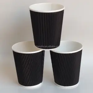 Einweg papier aus schwarzem Wellpappe für Kaffeetassen