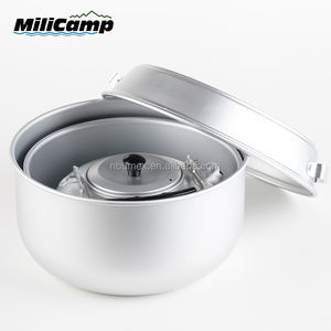 Lightweight Aluminum Portable Induction Compatible Outdoor <strong>Camping</strong> Cook Set for 1-2 People with Sauce Pans Tea Pot <strong>Kettle</strong> - Product Image 6