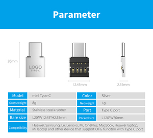 Ceamere Usine Vente Directe Type C OTG Adaptateurs Câble Téléphone Intelligent Données <span class=keywords><strong>USB</strong></span> Lecteur Flash <span class=keywords><strong>USB</strong></span> De Type C OTG Adaptateur Convertisseur - Product Image 6