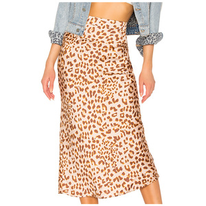 Dames Vintage Stijl Lange Satijnen Rok Luipaardprint Elegante Empire Taille Ademende Elegante Vintage Dames Satijnen Rok - Product Image 4
