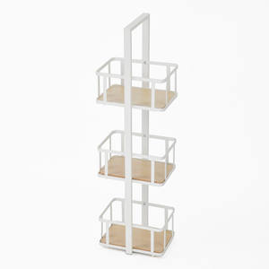 Handle 3-tier White Sand Coating Basket Rack with MDF Board - Product Image 1