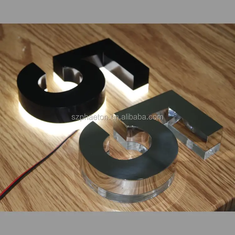 Rusty resistant durable stainless steel led house letter number light sign
