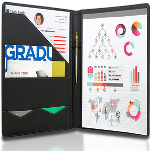 OEM personalizada metálico llano cuero <span class=keywords><strong>diario</strong></span> escribir parte portátil carpeta - Product Image 2