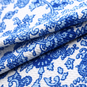 2019 challis stampa fiori blu granny chic <span class=keywords><strong>paisley</strong></span> bit bianco 95% poliestere 5% <span class=keywords><strong>spandex</strong></span> tessuto per il vestito - Product Image 4