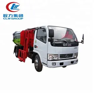 DongFeng 4*2 çöp tenekesi kaldırma çöp kamyonu 5 ton yan yükleyici çöp tenekesi temizlik çöp kamyonu satılık