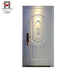 Zhejiang fabrika kapı güvenlik ana kapı kullanılan beyaz renk çelik kapı tasarımı