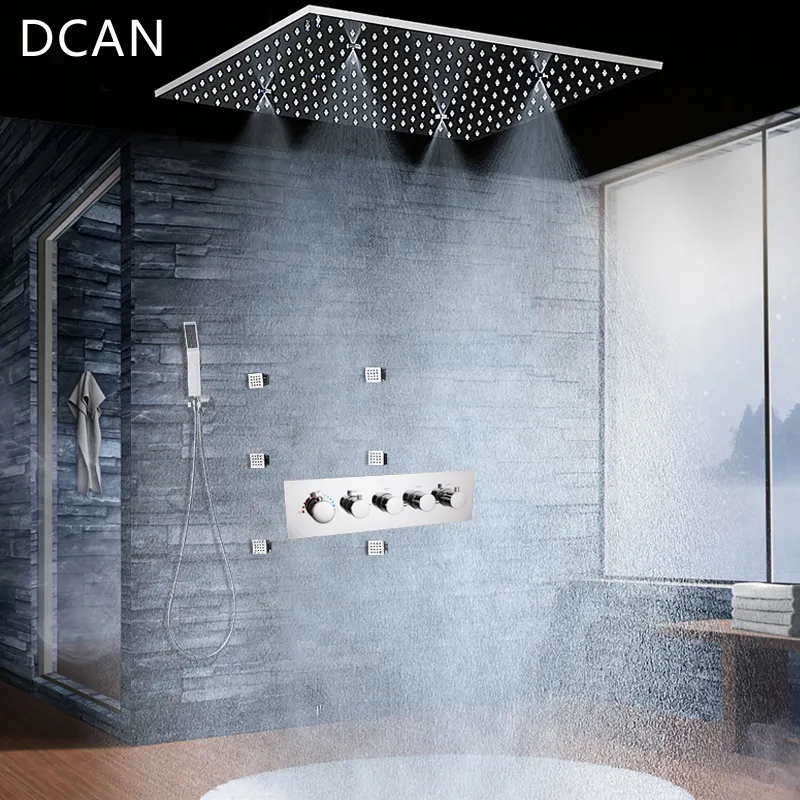 Ванная комната термостатический смеситель для душа 304 из нержавеющей стали 20 дюймов дождевая Лейка для душа панель массажная набор для душа