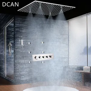 Torneira banho termoestática, chuveiro do banheiro de 304 aço inoxidável 20 polegadas, chuveiro grande painel de cabeça massagem chuveiro