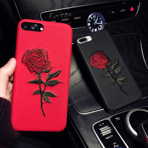 Dropshipping embriodery floral flor Cruz puntada caja de cuero del teléfono celular para <span class=keywords><strong>el</strong></span> iPhone x 8 8 más 7 7 más 6 6 Más - Product Image 2