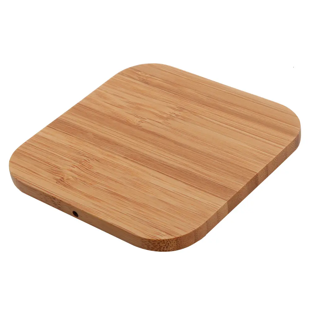 Ultra Slim Bambus Holz Fast Wireless Ladegerät Pad Benutzer definiertes Logo 10w 15w Holz Qi Wireless Holzplatte Telefon Ladegeräte für iPhone