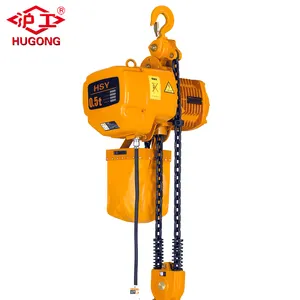 electric hoist 500kg 1000kg 2000kg hugong high speed electric chain hoist with hook chain bag