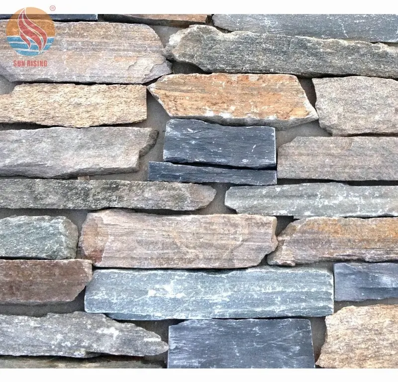 Natural Mixed Color Quartzite Ledge Wall Stone Veneer