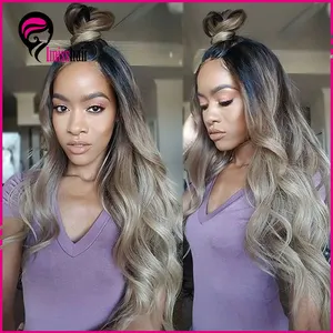 2017 New style #1B + 12 brazilian human hair ombre wig two tone human hair wig