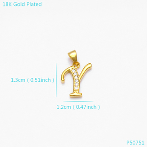 FS grosir liontin alfabet bahasa Inggris perhiasan tembaga dilapis emas Fashion untuk hadiah - Product Image 4